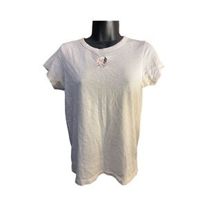 Rag & Bone Women's White T-Shirt with Floral Detail